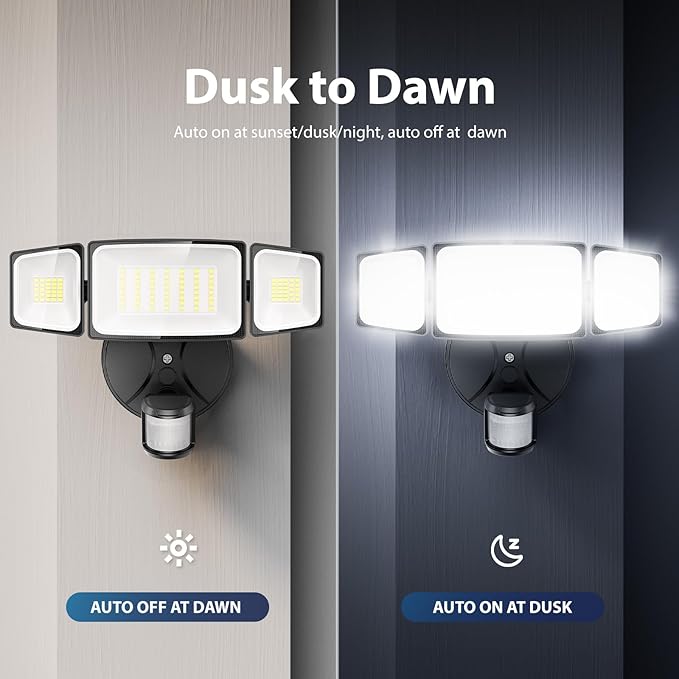Onforu 2 Pack 75W LED Motion Sensor Outdoor Lights, 7000LM Dusk to Dawn Outdoor - Image 6