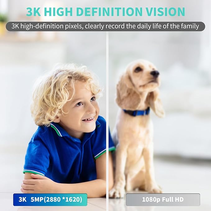 Indoor Camera, 3K HD Indoor Security Camera, 360° Pan/Tilt Pet Camera, 2-Way - Image 3