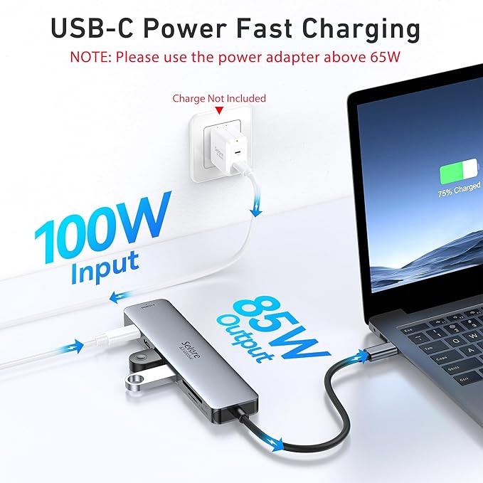 USB C Hub HDMI Adapter for MacBook Pro/Air, 7 in 1 USBC Dongle - Image 4