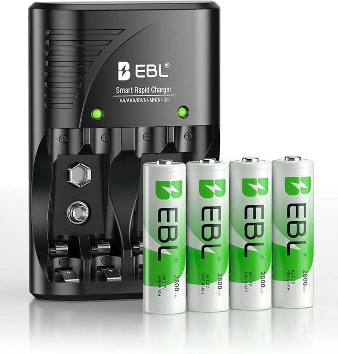 EBL 4-Bay Battery Charger for AA & AAA Rechargeable Batteries by EBL