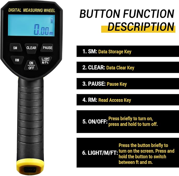 Measuring Wheel: DEKOPRO 4V Digital Measuring Wheel in Feet, 12.5 Inch 99 - Image 3