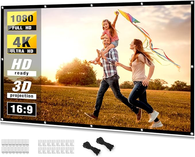Projector Screen 100 inch, Taotique 4K Movie Projector Screen 16:9 HD Foldable by Taotique
