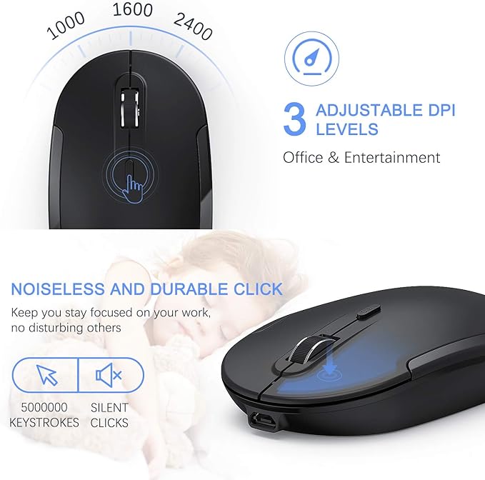 Wireless Keyboard and Mouse, Vssoplor 2.4GHz Rechargeable Compact Quiet - Image 5
