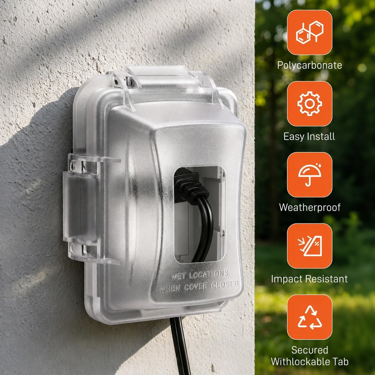 XNHTAI 1-Gang In-Use Weatherproof Outlet Cover, Outdoor Electrical Outlet Cover for Exterior Use, Horizontal or Vertical, Fits Duplex, Decorator and Toggle Switch, Clear