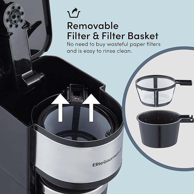 Elite Gourmet EHC-112B Personal Single-Serve Compact Coffee Maker Brewer - Image 5