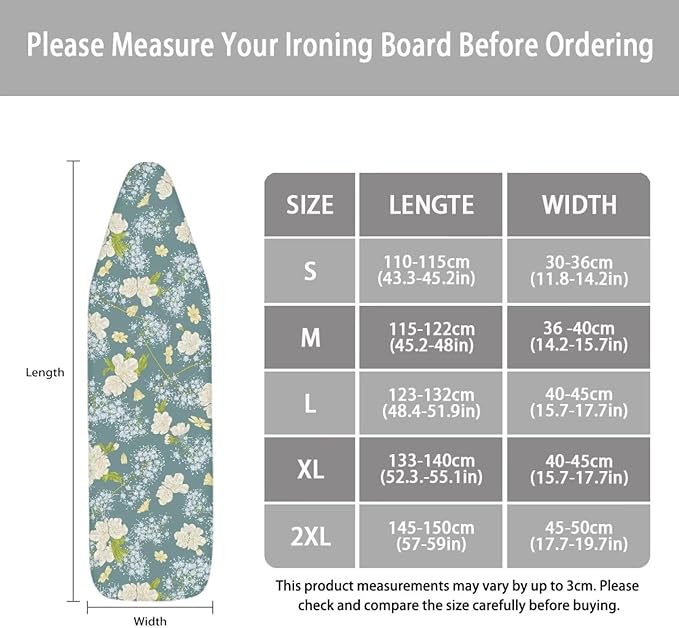 ZCFYGDX Fresh White Daisy Print Ironing Board Cover, Resist Scorching & Staining - Image 6