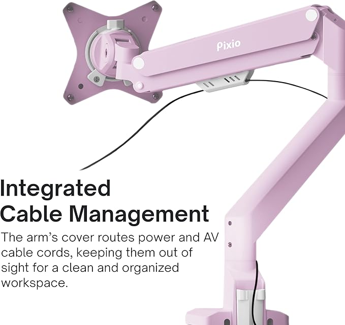 Pixio PS1S Wave Pink Single Monitor Arm Stand Desk Mount - Image 5