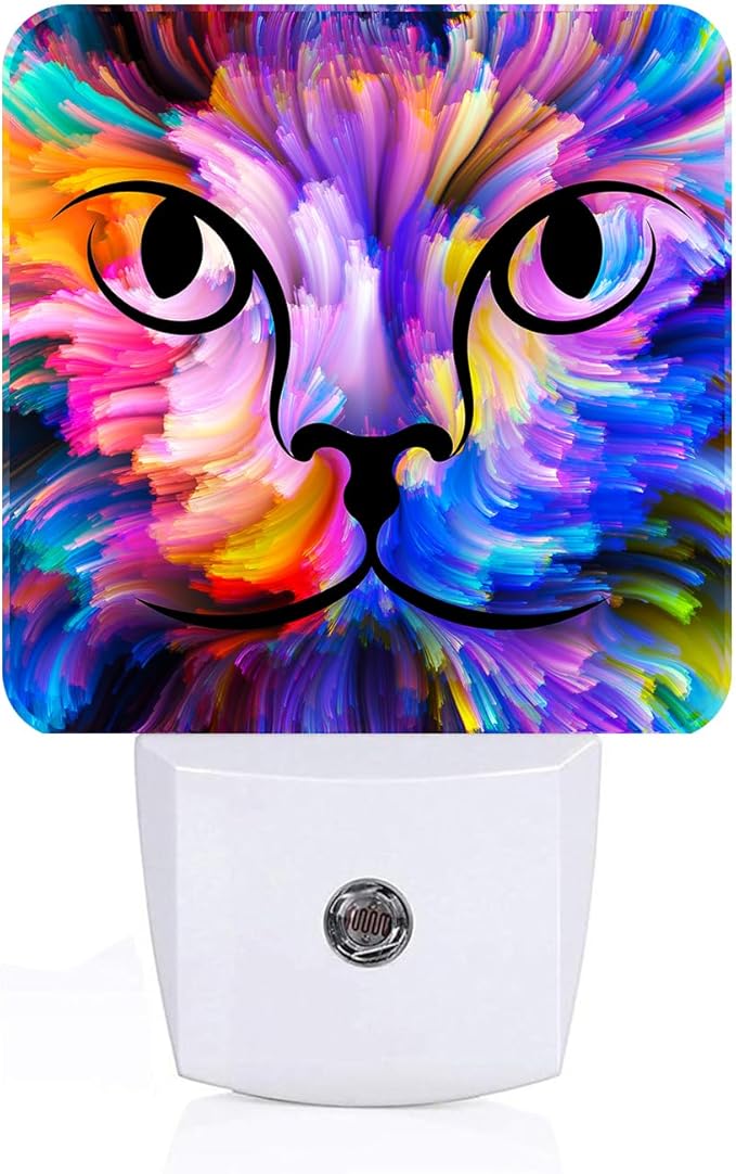 FSHVQKD Colorful Cat Face Night Light, Plug Into Wall Decor by Unknown