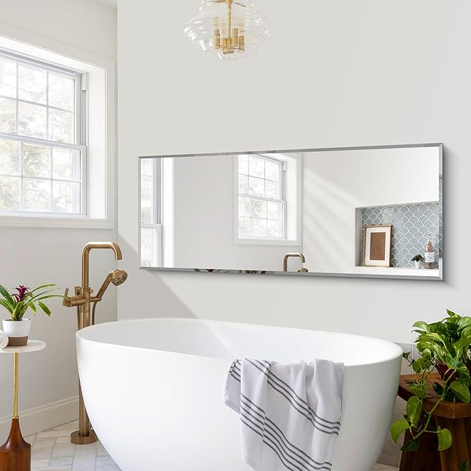 CILIBER Beveled Mirror, 24x60 Large Frameless Beveled Bathroom Mirrors - Image 3