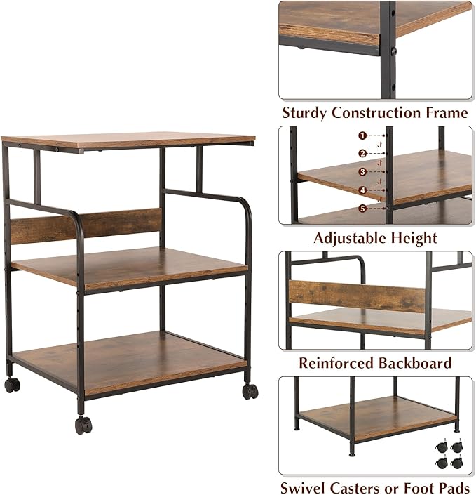 GCCSJ Large Printer Stand，3 Tier Printer Cart - Image 4