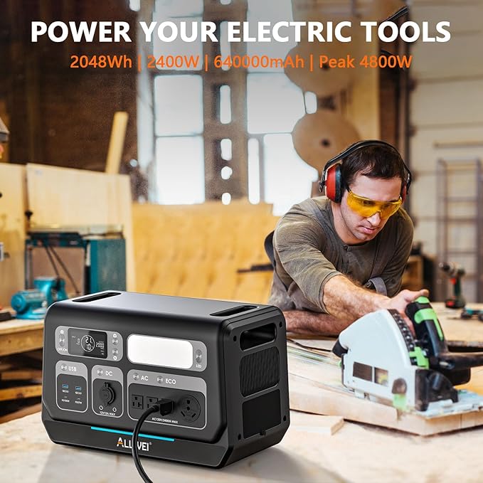 ALLWEI 2400W LiFePO4 Power Station, 2048Wh Solar Generator - Image 6