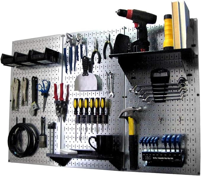 Wall Control Pegboard Organizer 4 ft. Metal Pegboard Standard Tool Storage Kit by Wall+Control