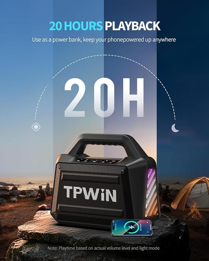 TPWIN Bluetooth Speaker - 80W Loud Rugged Outdoor Speakers - Image 5