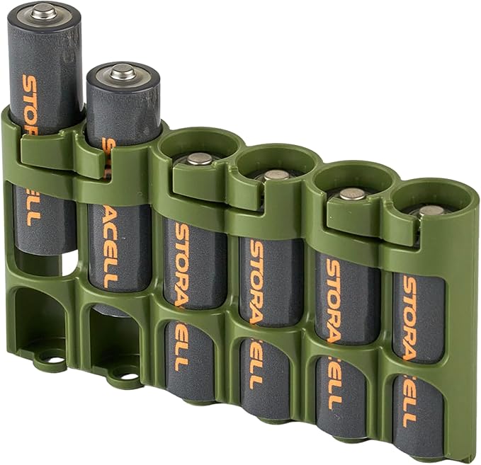 Storacell Slimline AA-6 Battery Storage Caddy and Dispenser, Military Green - Image 2