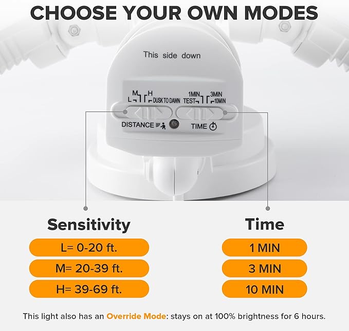 LUTEC 2 Pack 72W 7500LM LED Security Lights Motion Sensor Light Outdoor - Image 4