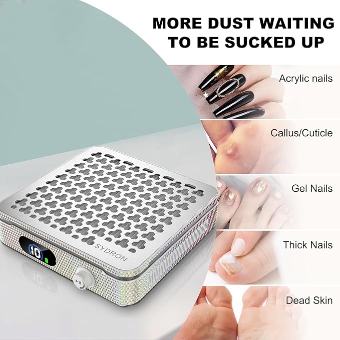 Nail Dust Collector | 1000PA Nail Vacuum Dust Collector | 10 Speed Levels | Low - Image 7