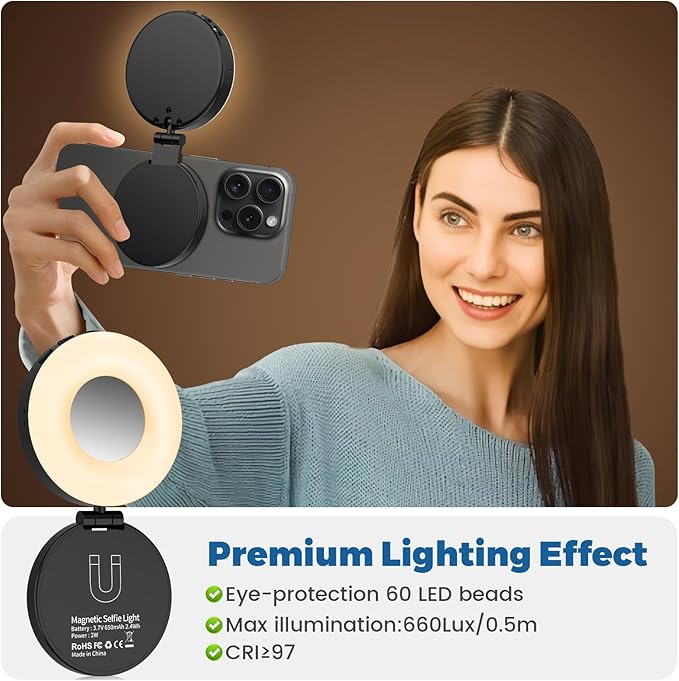 Selfie Light, Selfie Light for iPhone, Portable Phone Ring Light for Video - Image 5