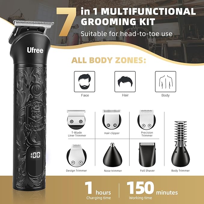 Ufree Beard Trimmer for Men, Electric Razor Shavers, Cordless Hair Clippers - Image 2