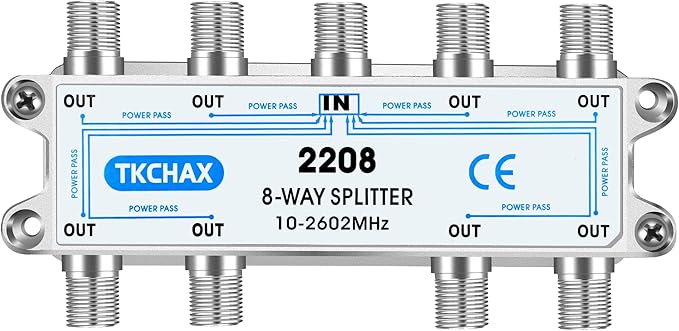 TKCHAX 8 Way Coaxial Cable Splitter, Support 10-2602MHz, RG6 Compatible by TKCHAX