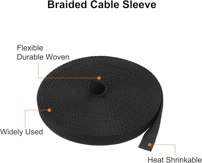MECCANIXITY Braided Cable Sleeves Heat Shrinkable Fabric Sleeving, 5/16" 26ft - Image 4