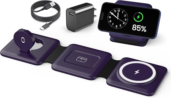 Iseyyox Charging Station for Mag Safe Apple - 3 in 1 Magnetic Foldable Wireless by WirelessCharger