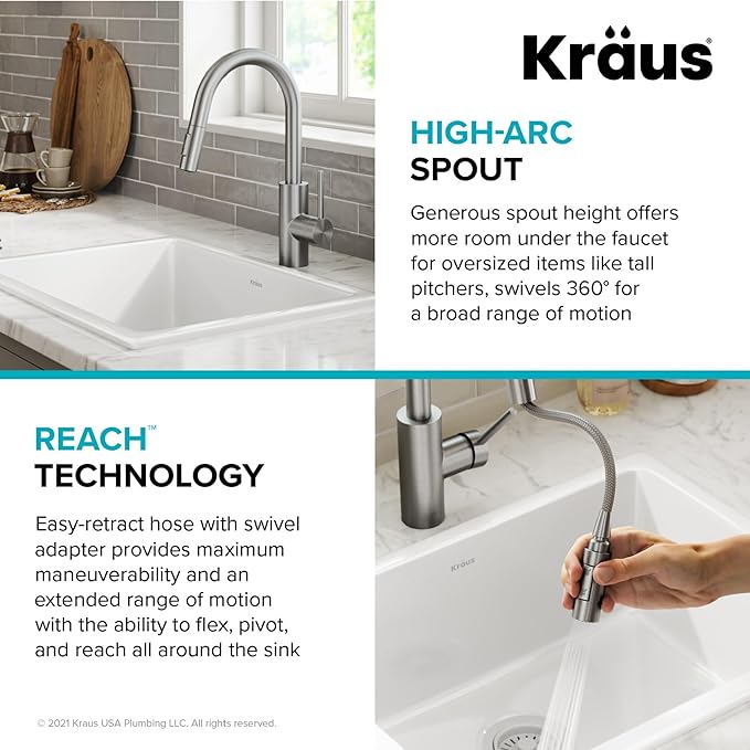 KRAUS Oletto Single Handle Pull Down Kitchen Faucet - Image 8