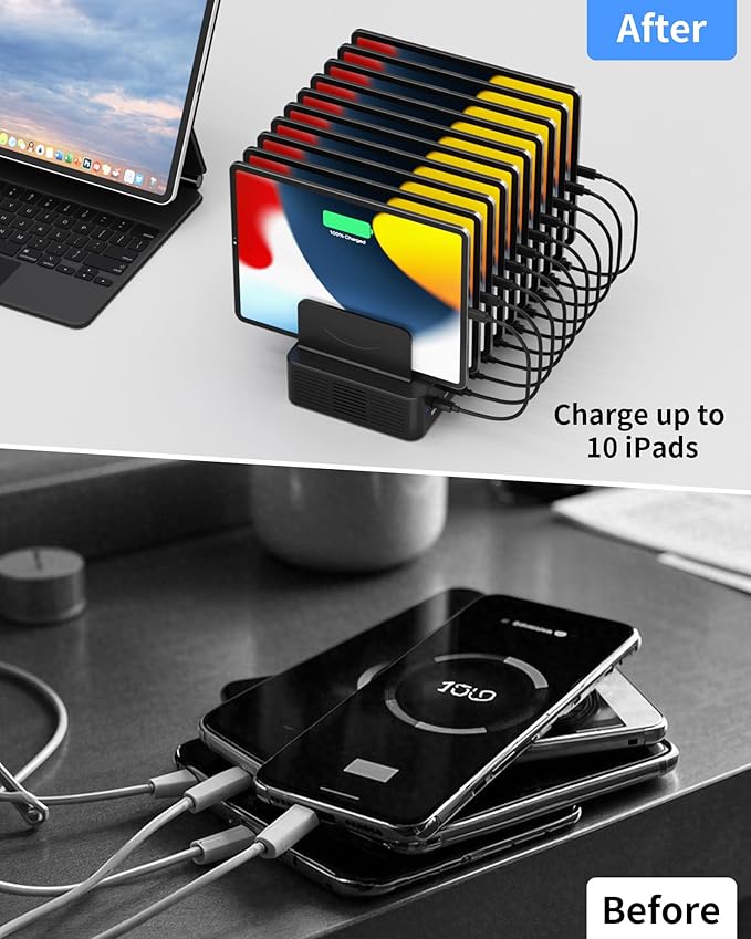 100W Charging Station for Multiple Devices, 10-Port USB Fast Charging Station - Image 6