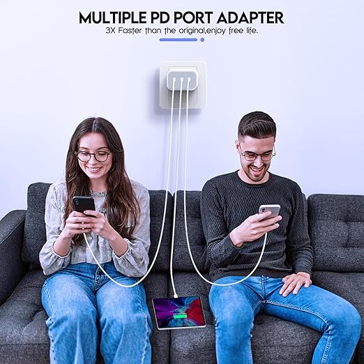 iPhone 16/17 Charger Block, USB C Charger 35W 3-Port Wall Cube Fast Type C - Image 7