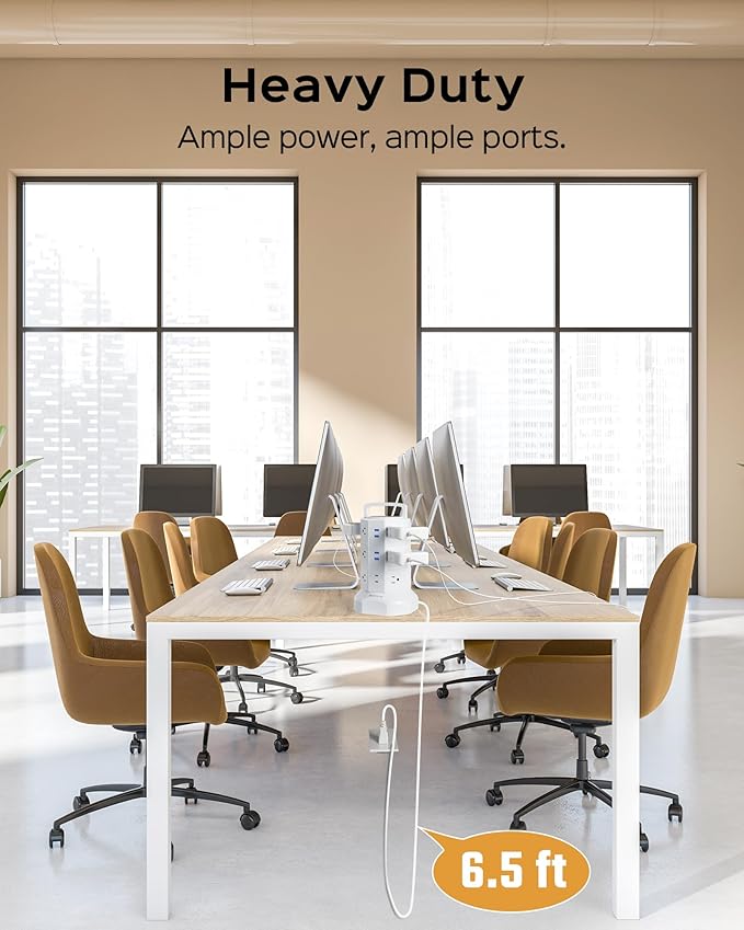 Power Strip Tower Surge Protector, JACKYLED 12 Outlets 6 USB Charging Station - Image 7