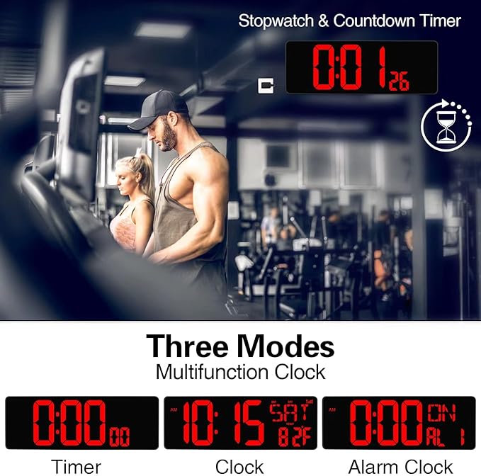 XREXS Large Digital Wall Clock WiFi Sync, 16.5 in Large Display Wall Clock - Image 5