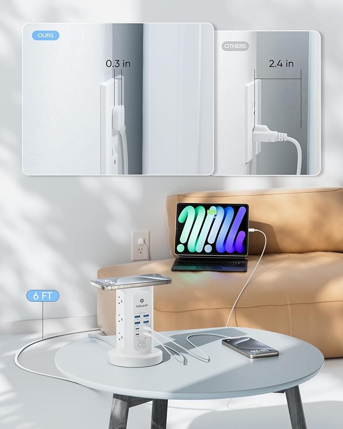 Kakyanill 115W USB Charging Station, Surge Protector Power Strip Tower - Image 8