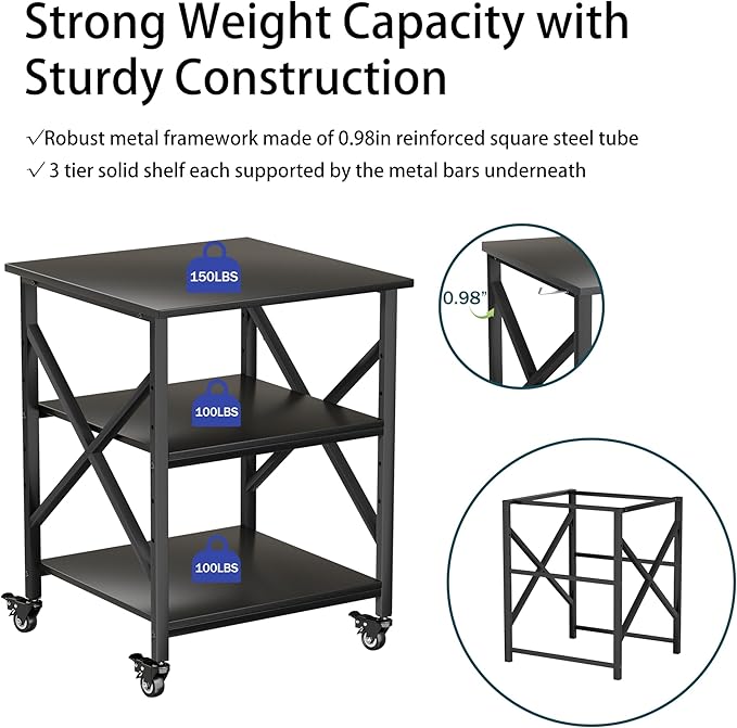 Printer Stand, 23.6 x 23.6 Inches Large Printer Stand - Image 4