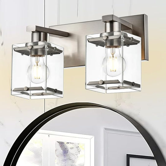 WINSHEN 2-Lights Wall Sconce Lighting E26 Bulb Base, Modern Brushed Nickel by WINSHENLighting