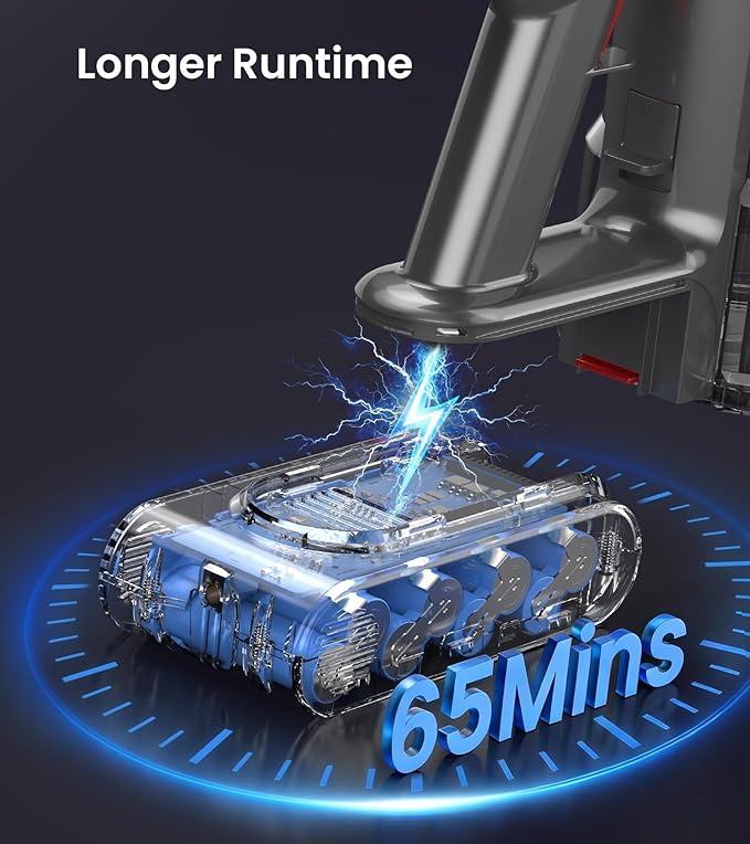 FKIEN Cordless Vacuum Cleaner, 550W 45kPa 65Mins Vacuum Cleaners - Image 3
