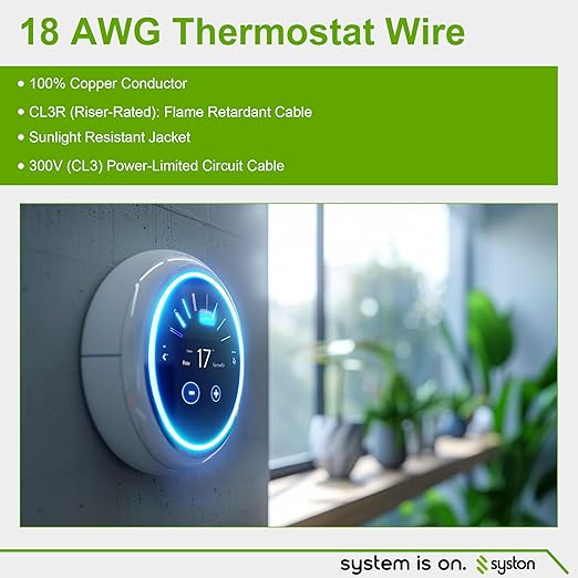Syston 18/5 Thermostat Doorbell HVAC Heating Control Cable Wire, 18 AWG 5 - Image 7