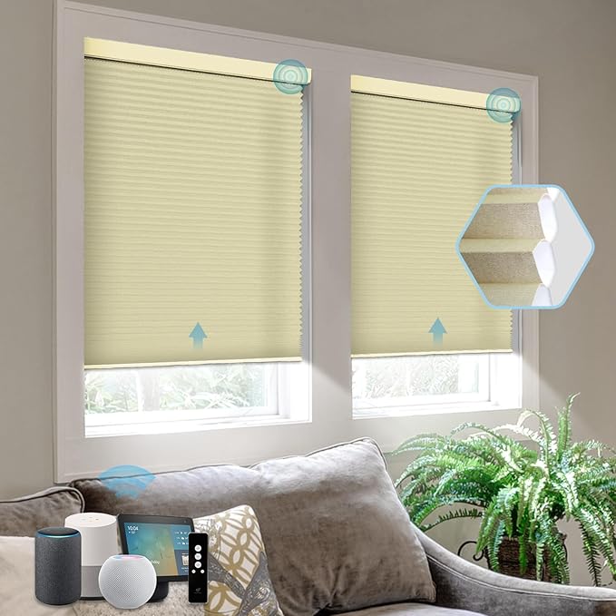 SmartWings Motorized Cellular Shades, Honeycomb Blinds Compatible by SmartWings