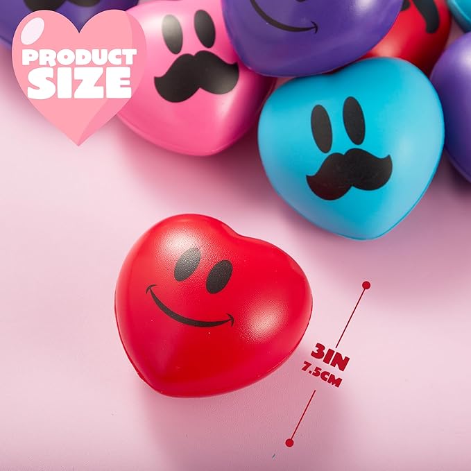 JOYIN 15 Pcs Valentines Heart Shape Stress Ball, Valentine's Day 3 inch Heart - Image 4