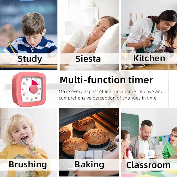 60 Minute Visual Timer for Kids and Adults, Non-Ticking 5.5 Inch Large Visual - Image 2