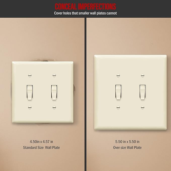 ENERLITES Jumbo Double Toggle Switch Cover, Two Gang Light Switch Wall Plate - Image 2