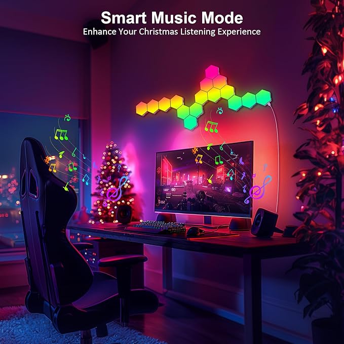 JIMIMORO Hexagon LED Light Panels 8 Pack – RGB Wall Decor Lights - Image 3