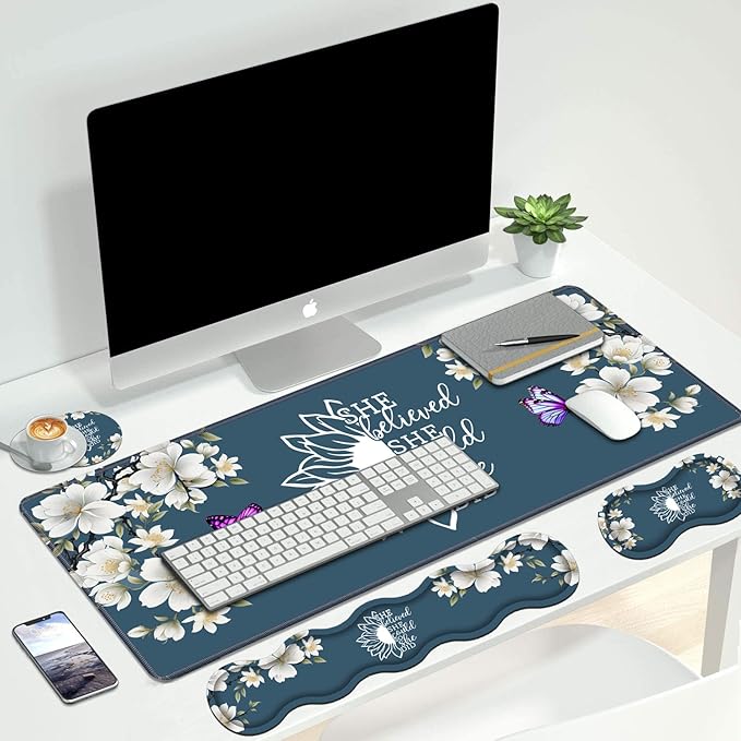 Ergonomic Keyboard Wrist Rest & Mouse Pad Wrist Rest Set, She Believed She - Image 7