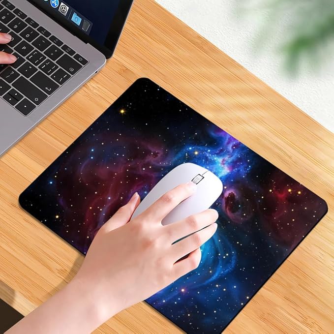 Shiny Blue Square Mouse pad, Waterproof, Anti Slip Rubber Base, Computer Mouse - Image 7