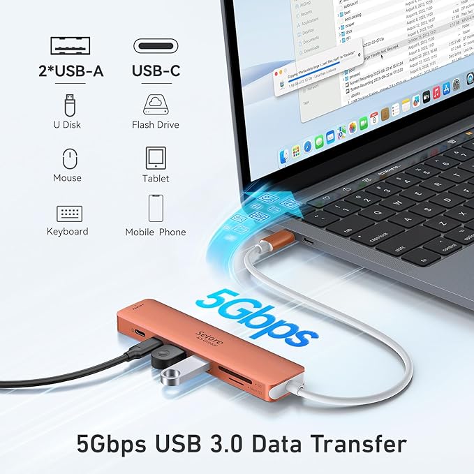 USB C Hub HDMI Adapter for MacBook Pro/Air, 7 in 1 USBC Dongle - Image 5