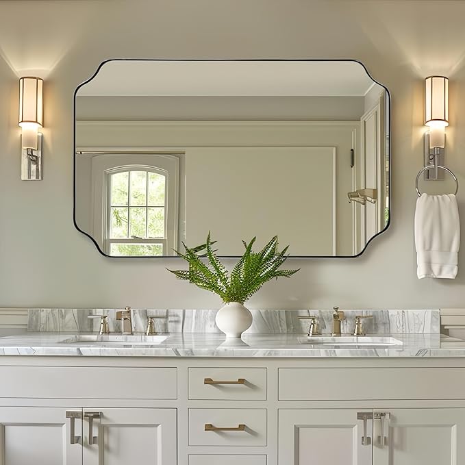 ANDY STAR 30x48 Inch Brushed Nickel Mirror, Large Silver Rectangle Mirror by ANDYSTAR