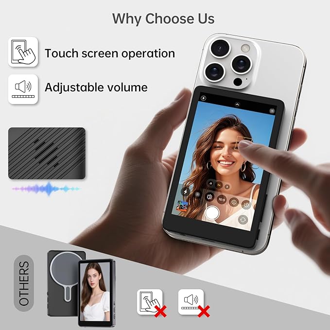Vlog Selfie Monitor Screen for iPhone 16 and Below, Young Master Magnetic - Image 3
