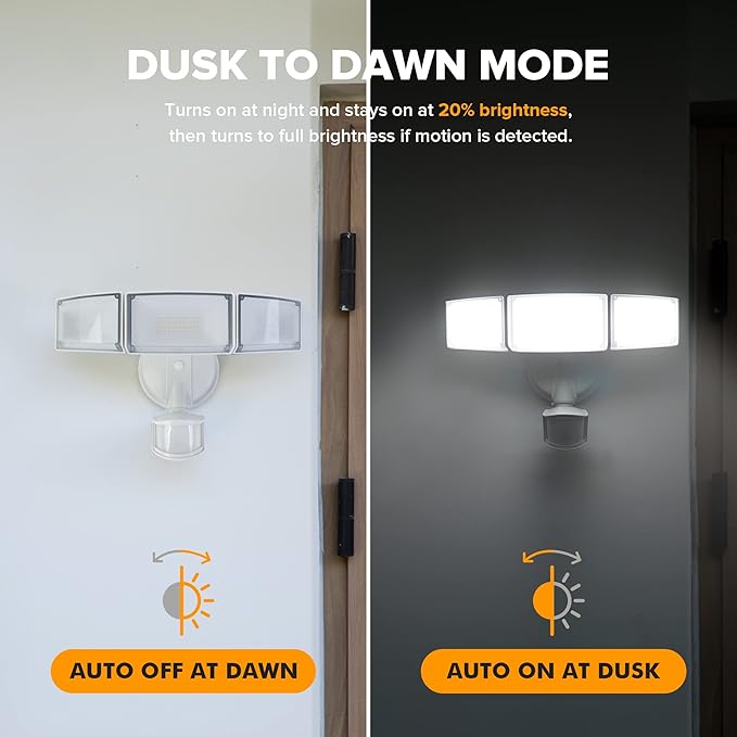 LUTEC 2 Pack 72W 7500LM LED Security Lights Motion Sensor Light Outdoor - Image 5