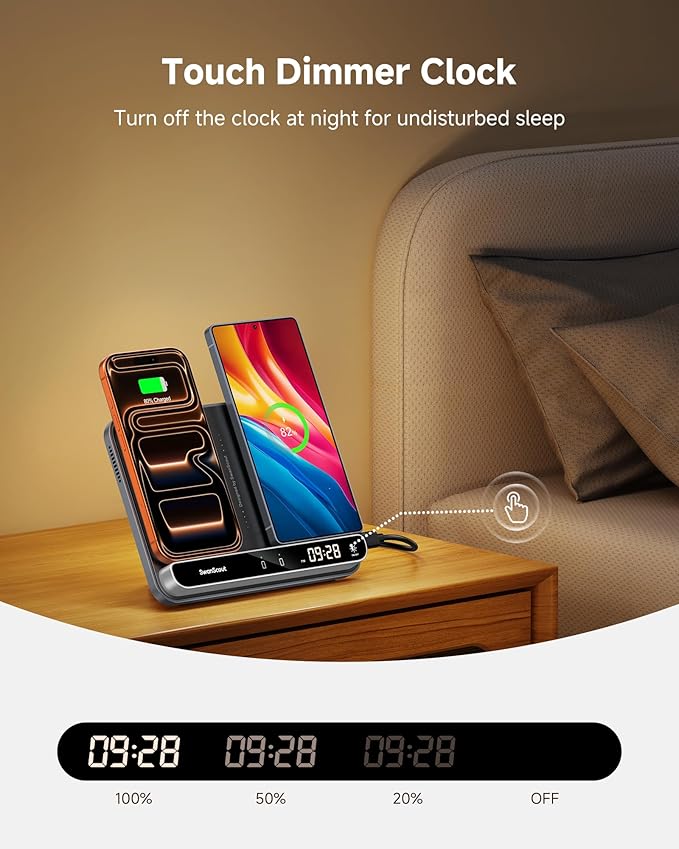Dual Wireless Charger Stand, SwanScout 504, Foldable Wireless Charging Station - Image 3