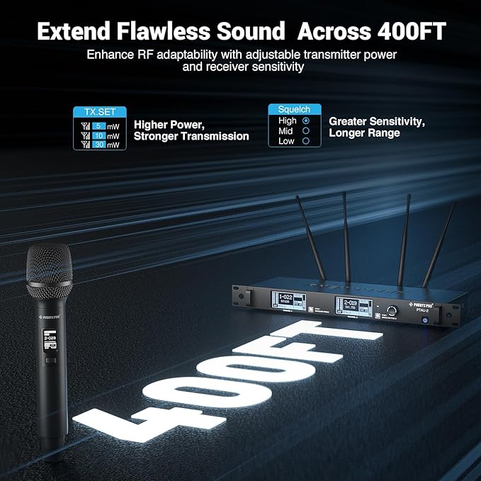 Phenyx Pro Dual-Channel Wireless Microphone System, Dynamic Mics w/ID Lock - Image 3