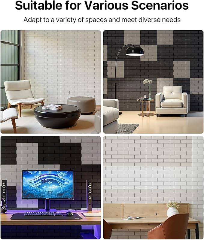 Soundproof Wall Panels Self-adhesive, Acoustic Panels 12 Pack Brick Wall Panels - Image 5