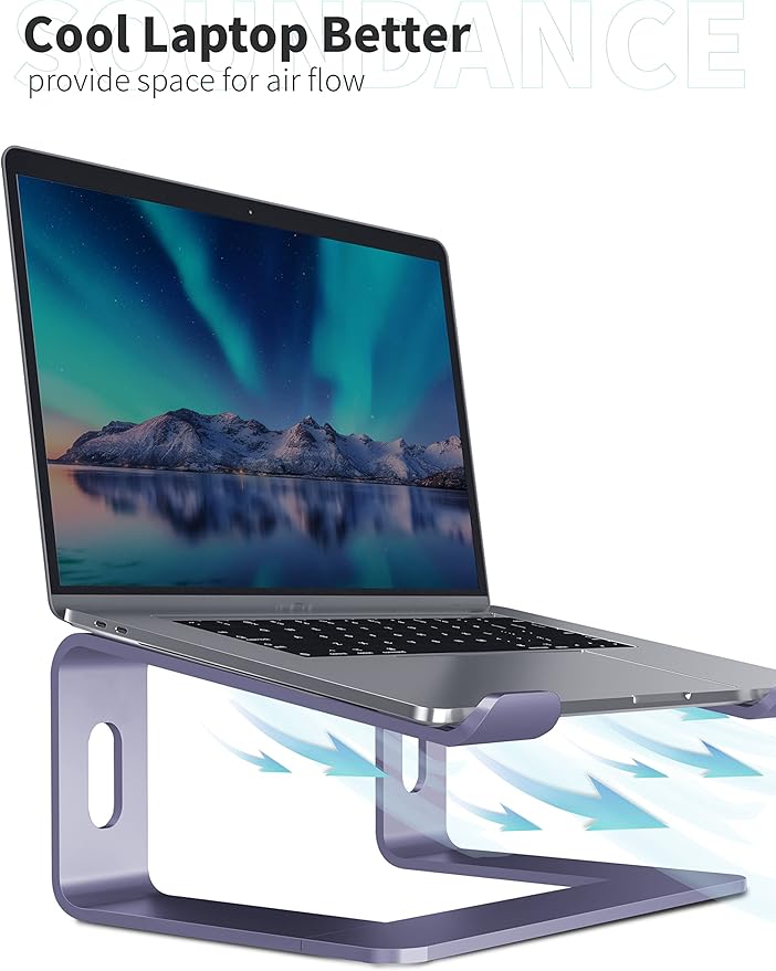SOUNDANCE Laptop Stand, Aluminum Computer Riser, Ergonomic Laptops Elevator - Image 4